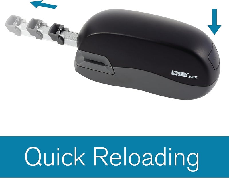 Rapid 20EX Personal Electric Stapler, 20 Sheet Capacity, Black (73126) - Image 3